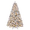 7.5ft Pre-lit Snow Flocked Artificial Hinged Christmas Trees with 350 Warm White Lights -White
