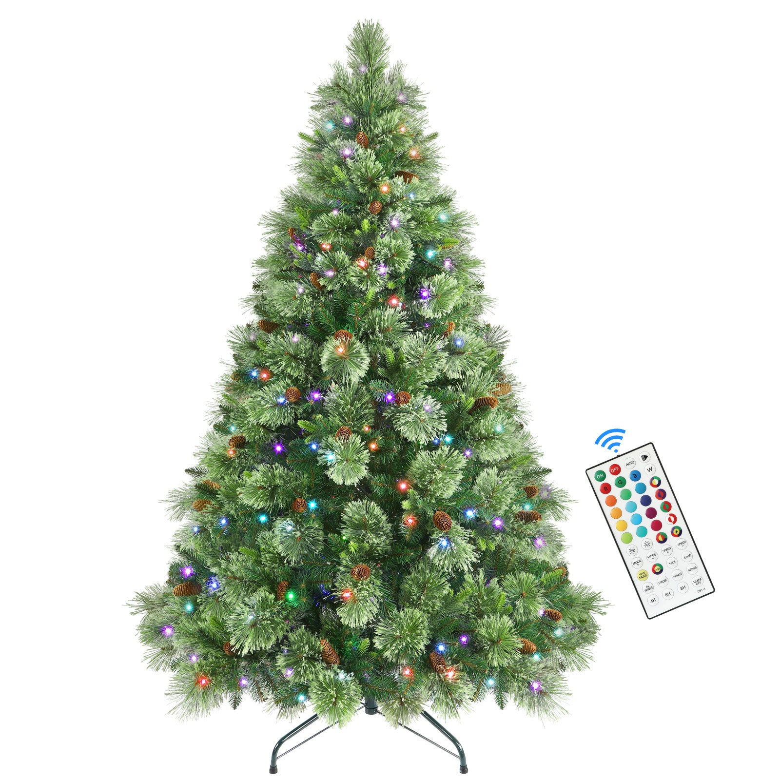 Realistic Pre-lit Carolina Pine Artificial Christmas Pine Trees with RGB Lights Remote-106 Lights Modes - Image 9