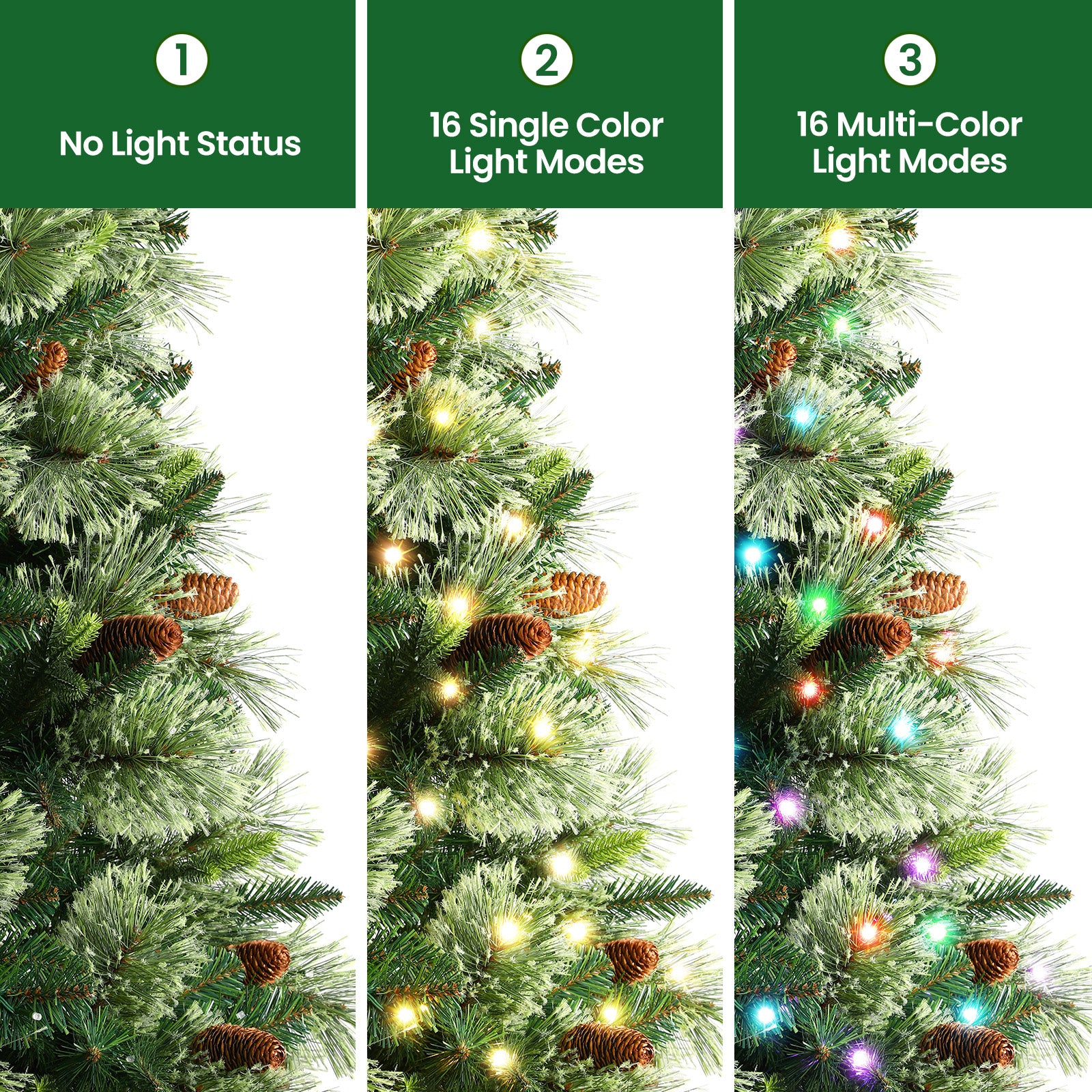Realistic Pre-lit Carolina Pine Artificial Christmas Pine Trees with RGB Lights Remote-106 Lights Modes - Image 12
