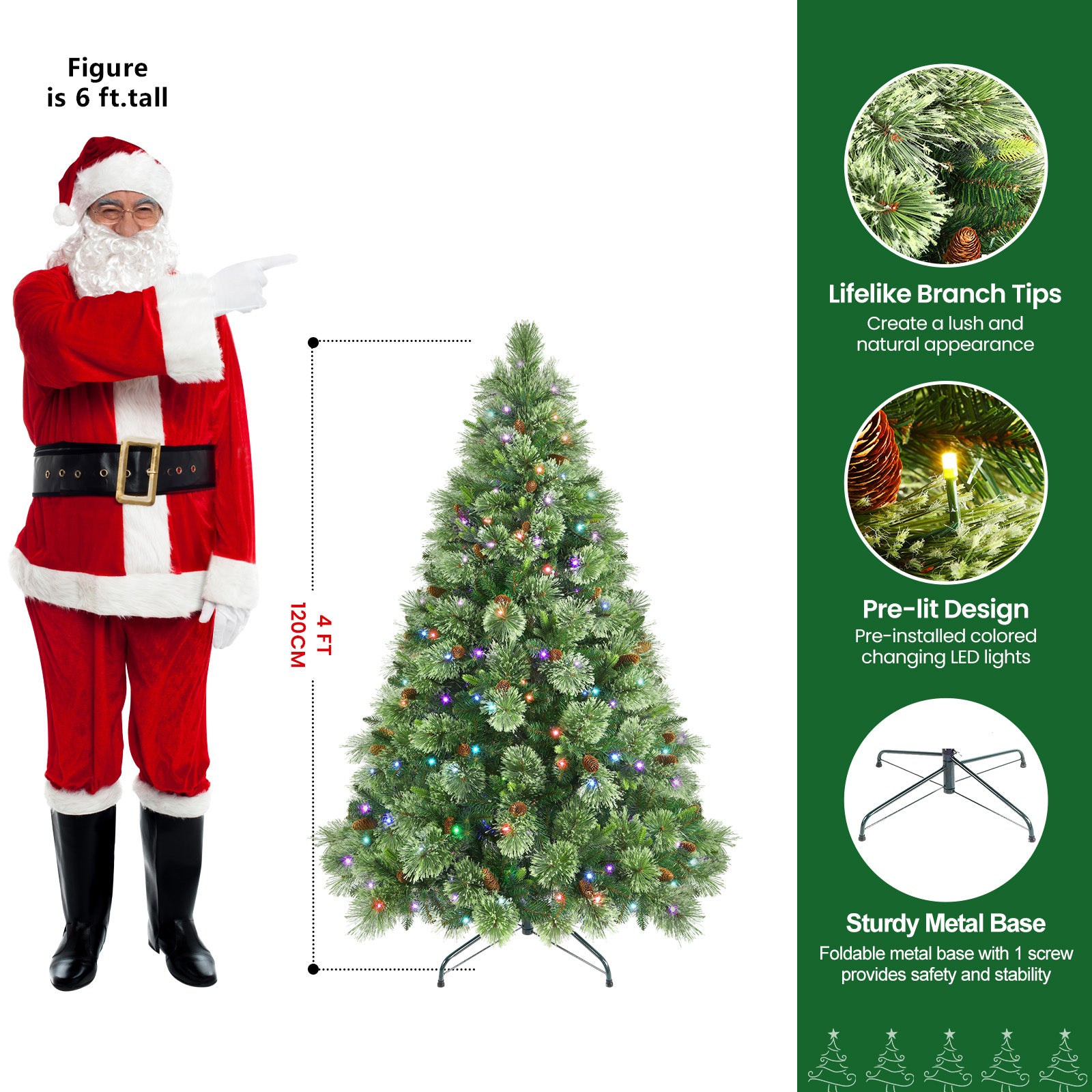 Realistic Pre-lit Carolina Pine Artificial Christmas Pine Trees with RGB Lights Remote-106 Lights Modes - Image 18