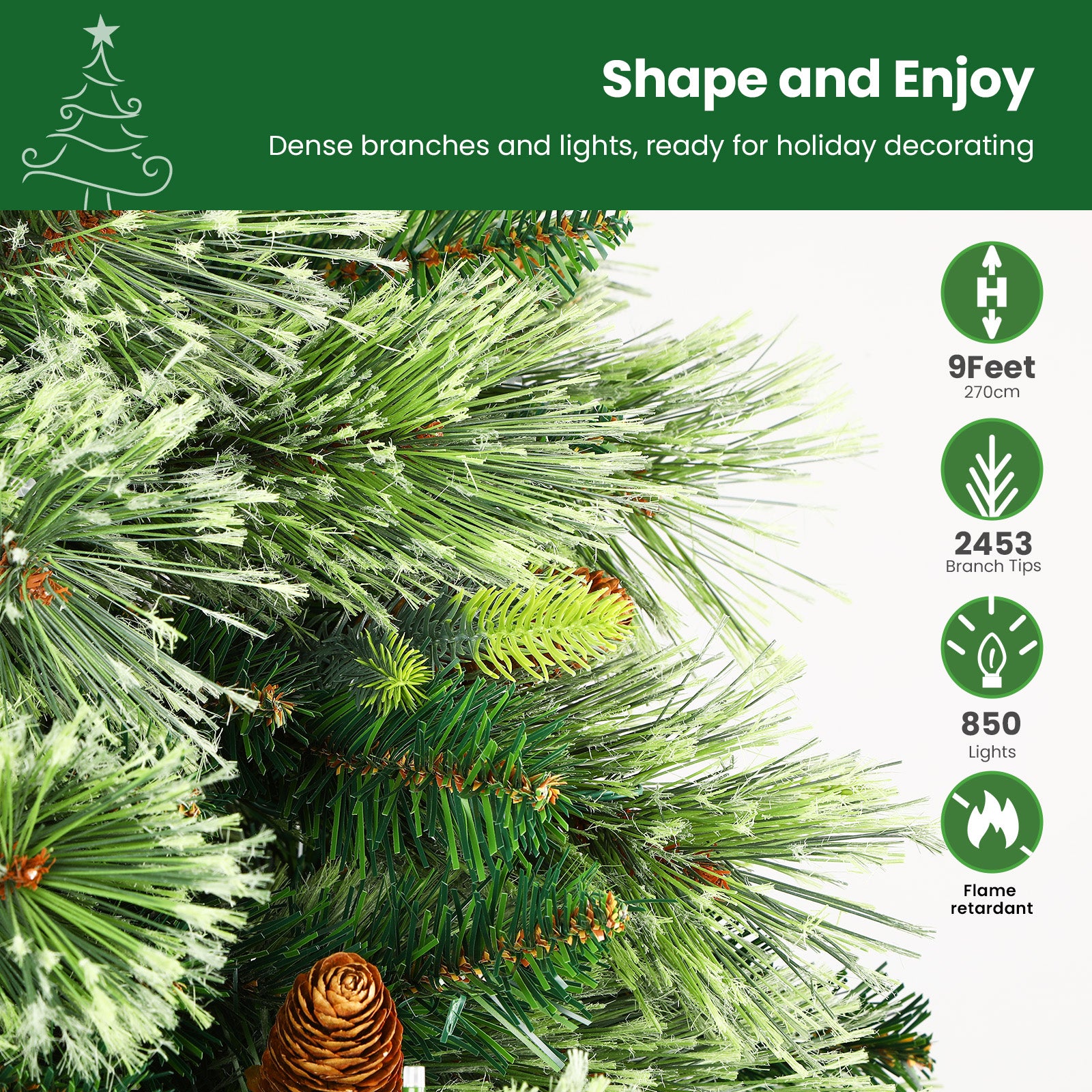 Realistic Pre-lit Carolina Pine Artificial Christmas Pine Trees with RGB Lights Remote-106 Lights Modes - Image 27