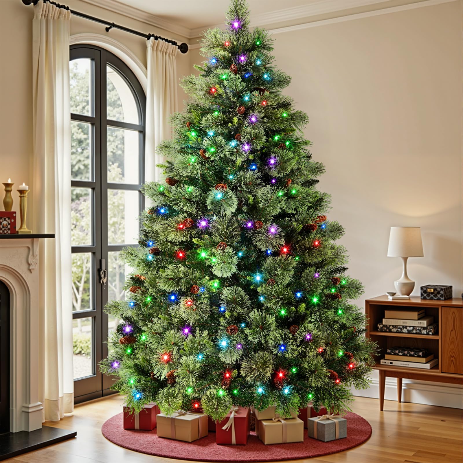 Realistic Pre-lit Carolina Pine Artificial Christmas Pine Trees with RGB Lights Remote-106 Lights Modes - Image 28