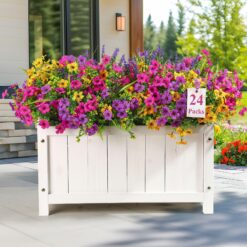 24 Bundles Artificial Flowers, UV Resistant Eucalyptus Violet and Lavender Silk Fake Plants, Yellow Rose Purple