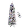 7ft Pencil Flocked Spruce Christmas Tree with Multi-color Lights