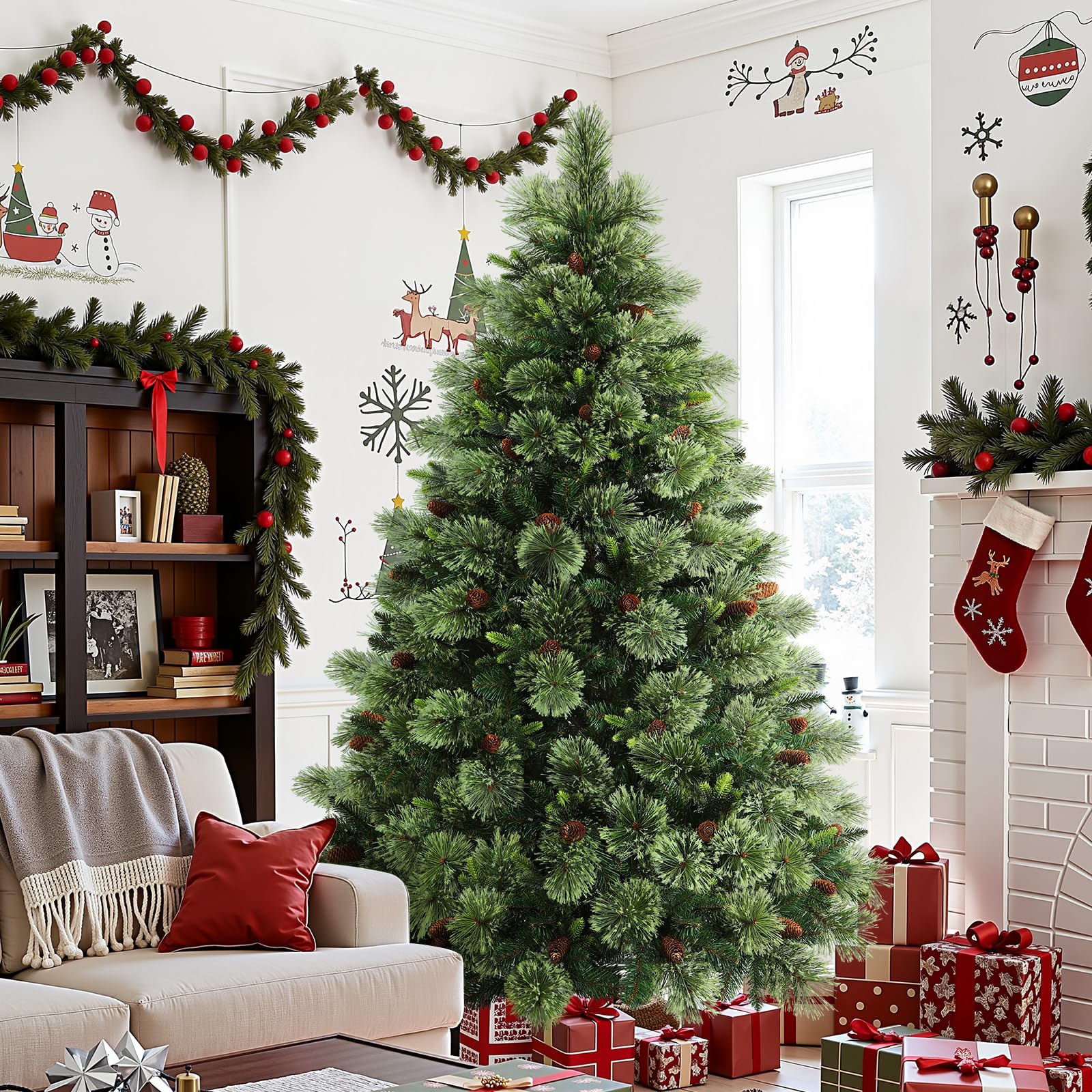 Realistic Pre-lit Carolina Pine Artificial Christmas Pine Trees with RGB Lights Remote-106 Lights Modes - Image 3