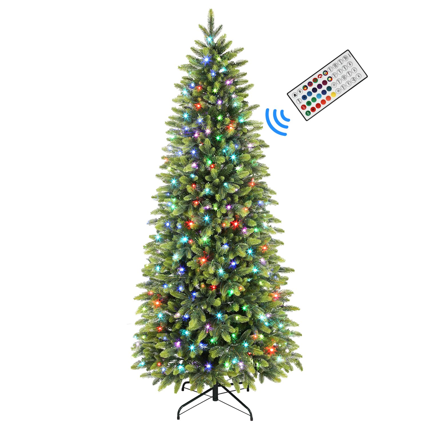 Prelit RGB Lights Realistic PE Artificial Slim Artificial Christmas Trees with Remote - Image 7