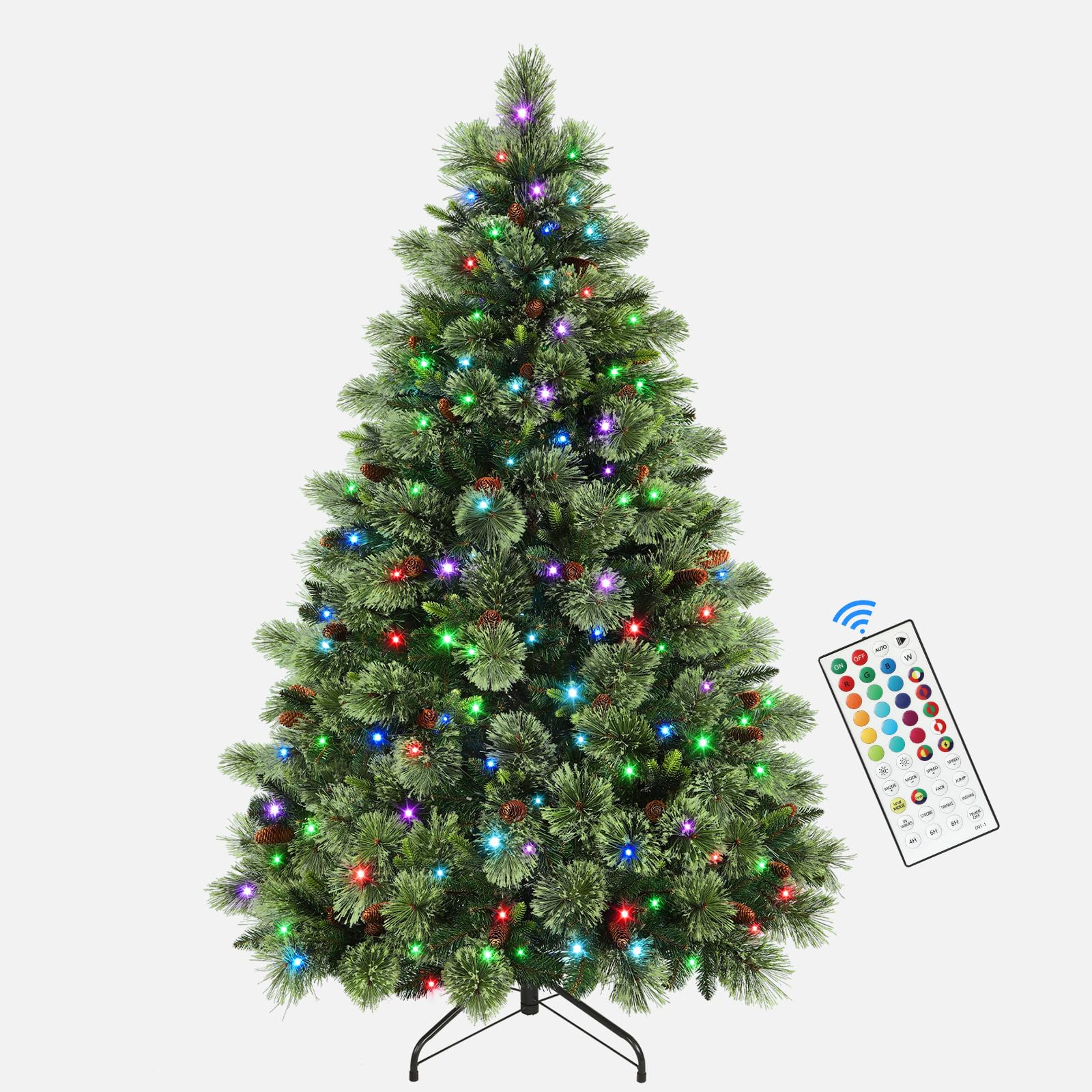 Realistic Pre-lit Carolina Pine Artificial Christmas Pine Trees with RGB Lights Remote-106 Lights Modes - Image 14