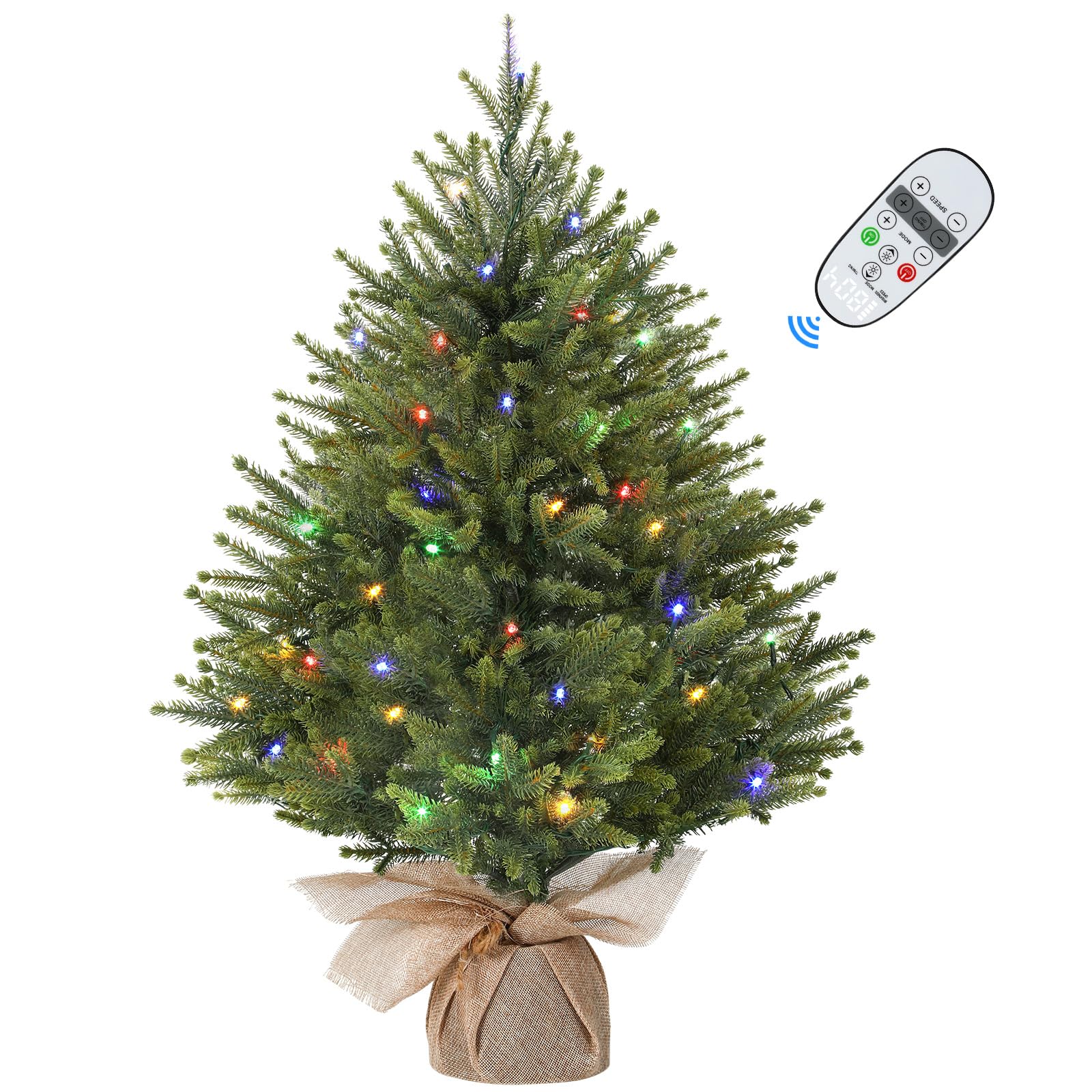Realistic Artificial Small Tabletop Christmas Tree with Multi-Color Lights and Remote - Image 2