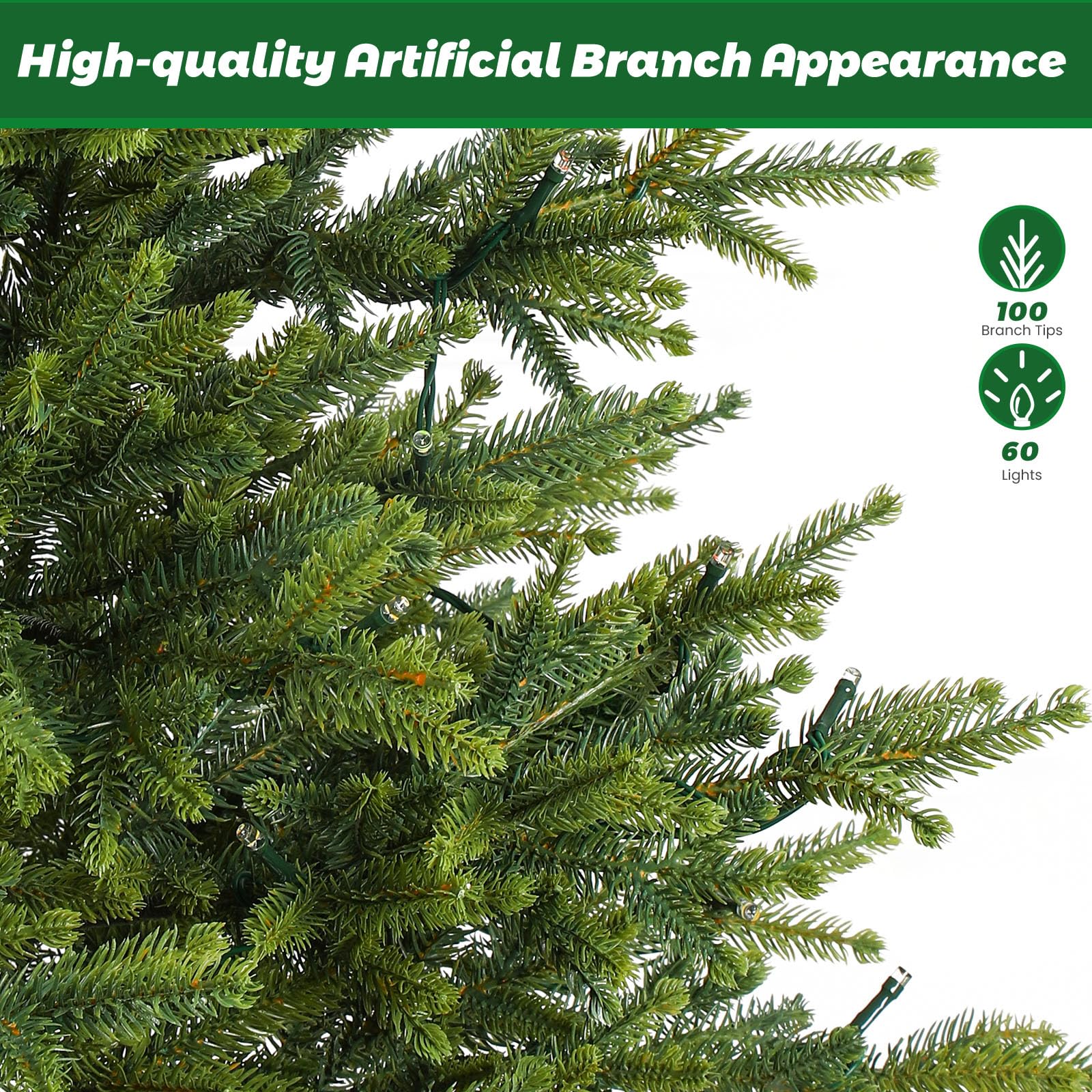 Realistic Artificial Small Tabletop Christmas Tree with Multi-Color Lights and Remote - Image 4