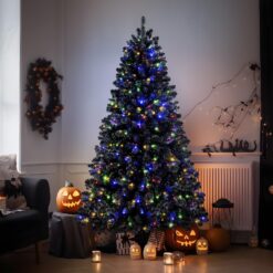 4ft Black Artificial Christmas Tree with LED Color-Changing Lights and Remote