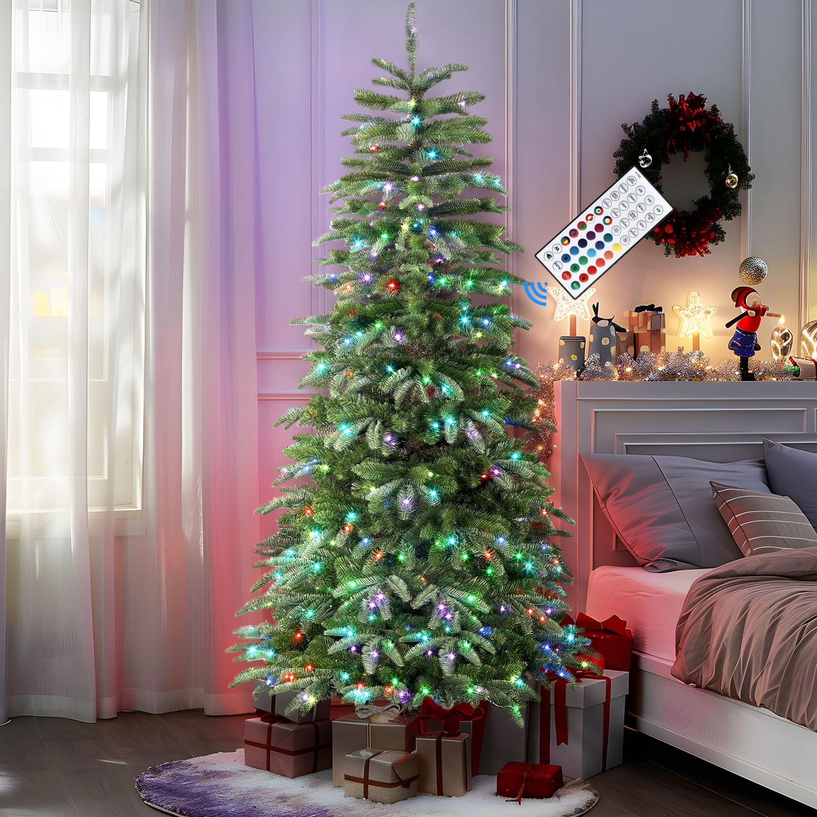 Pre-lit RGB Lights Realistic Artificial Upgraded Christmas Tree with Remote - Image 8