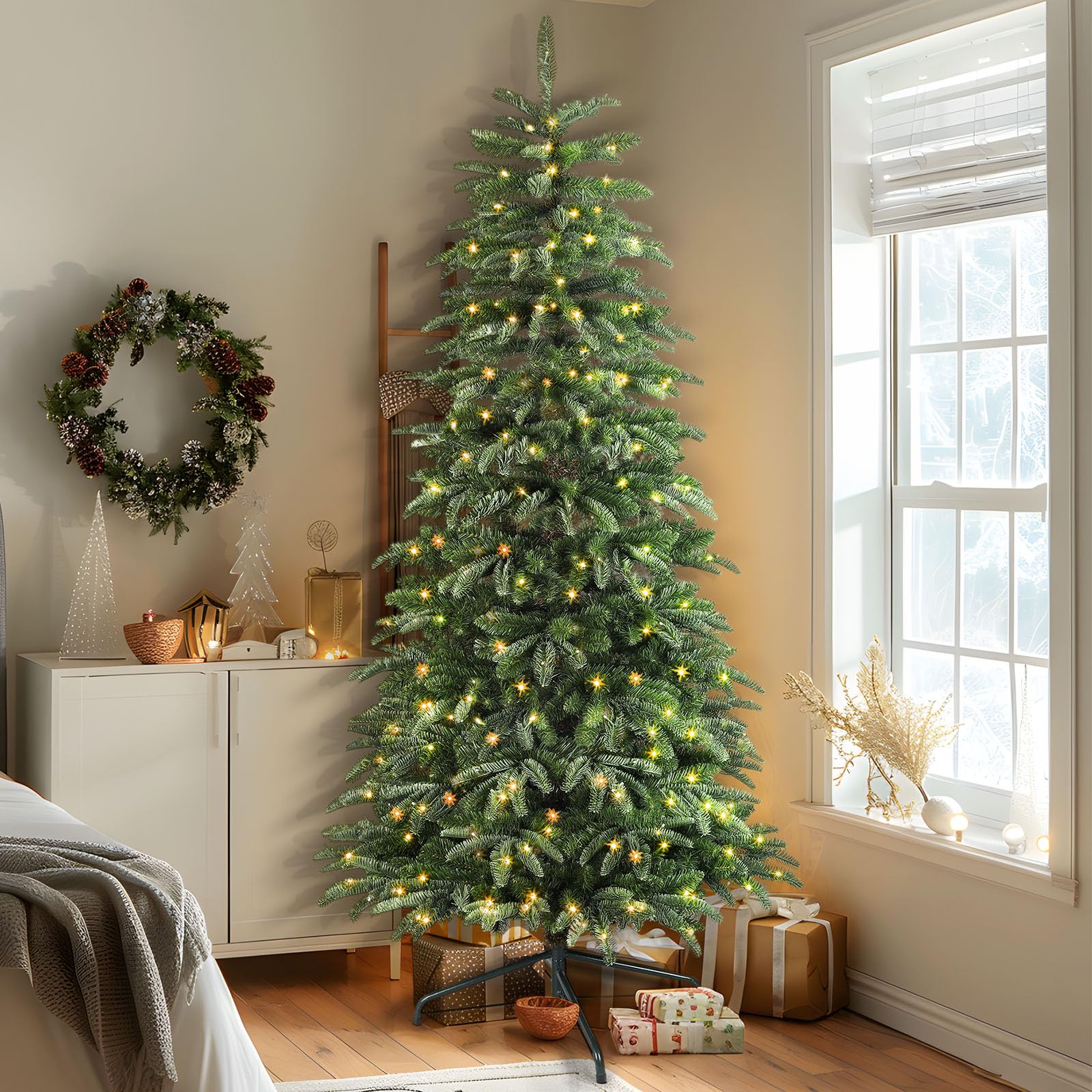 Pre-lit RGB Lights Realistic Artificial Upgraded Christmas Tree with Remote - Image 2