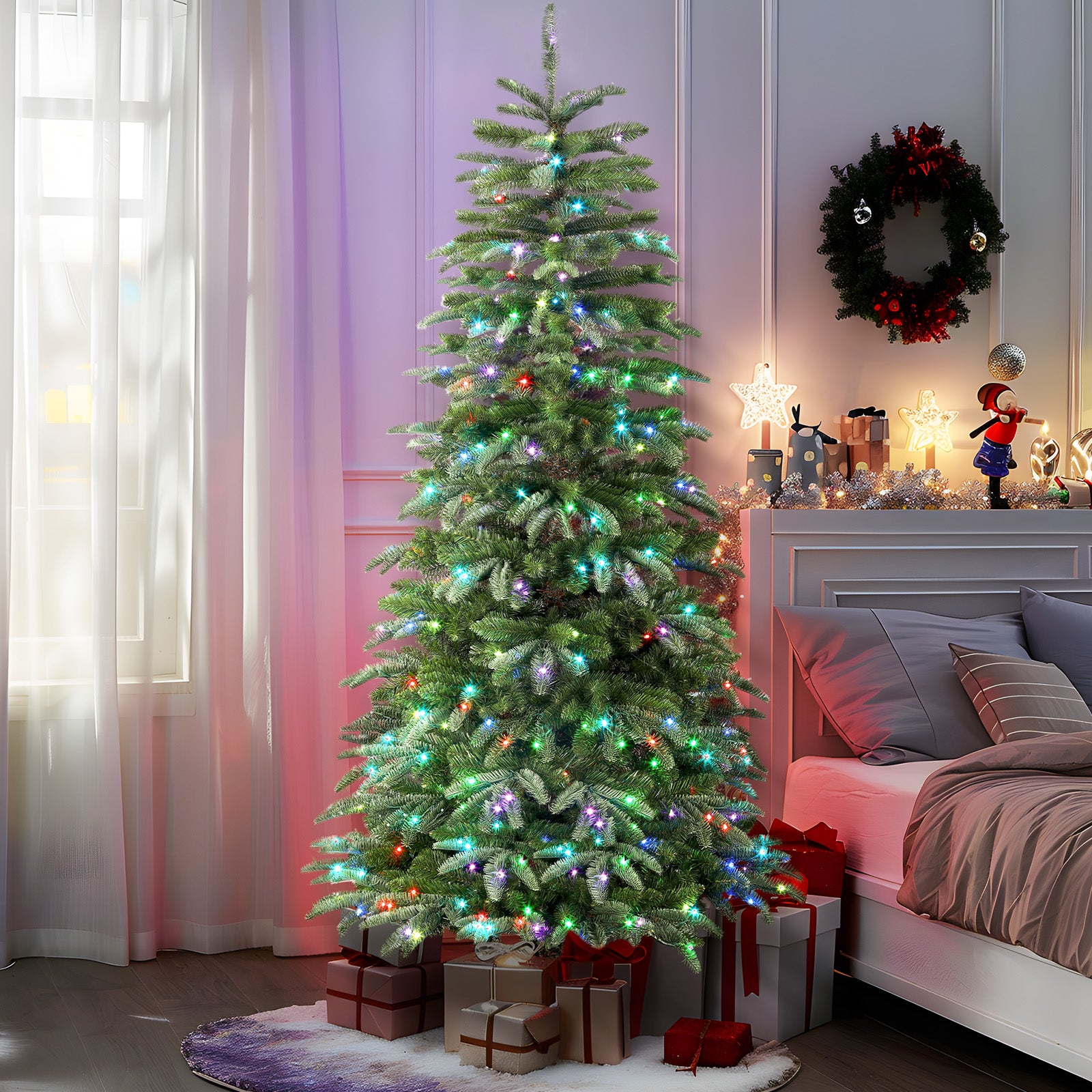 Pre-lit RGB Lights Realistic Artificial Upgraded Christmas Tree with Remote - Image 7
