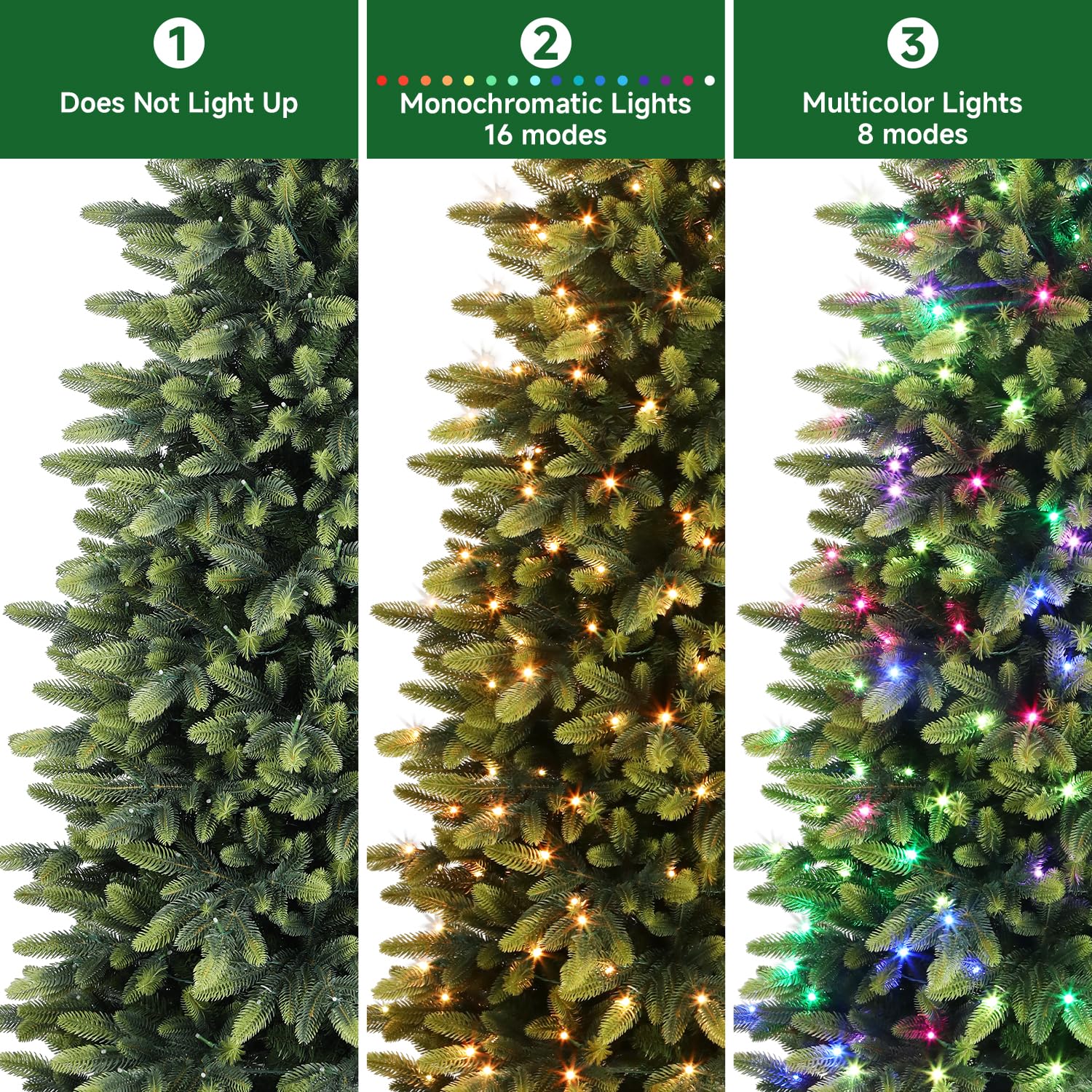 Prelit RGB Lights Realistic PE Artificial Slim Artificial Christmas Trees with Remote - Image 3