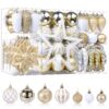 106PCS Gold &White Christmas Balls Ornaments Set with Hanging Hooks