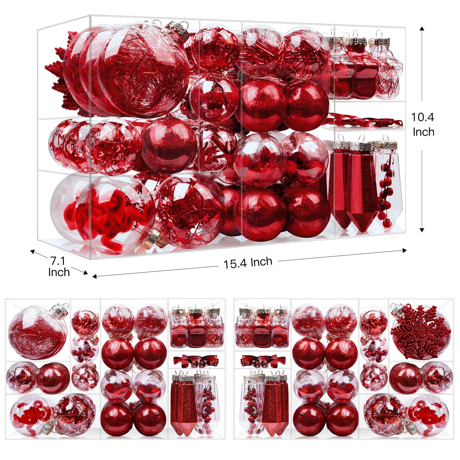 ILluminatedtrees 86PCS Red Christmas Ball Decoration Set - Image 4